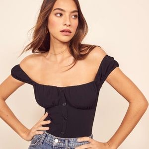 Reformation Honor Off Shoulder Wench Corset style